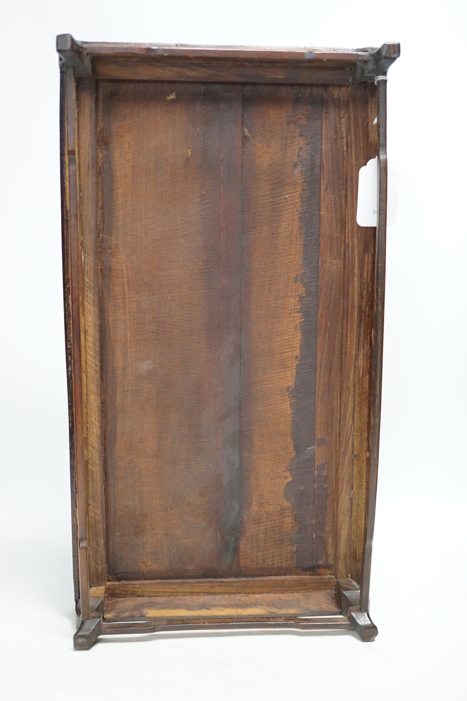 A 19th century Chinese rosewood rectangular stand, 48.5cm wide, 26cm deep, 10cm high. Condition - fair to good